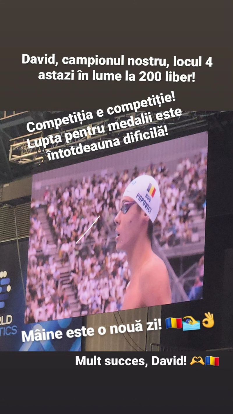 Camelia Potec, mesaj emoționant pentru David Popovici