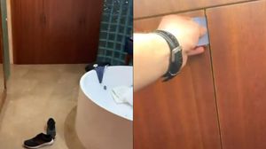 VIDEO | Descoperire neașteptată în camera de hotel! Doi turiști au rămas muți de uimire când au văzut ce se afla în dulap. Au scos imediat telefonul și au filmat tot