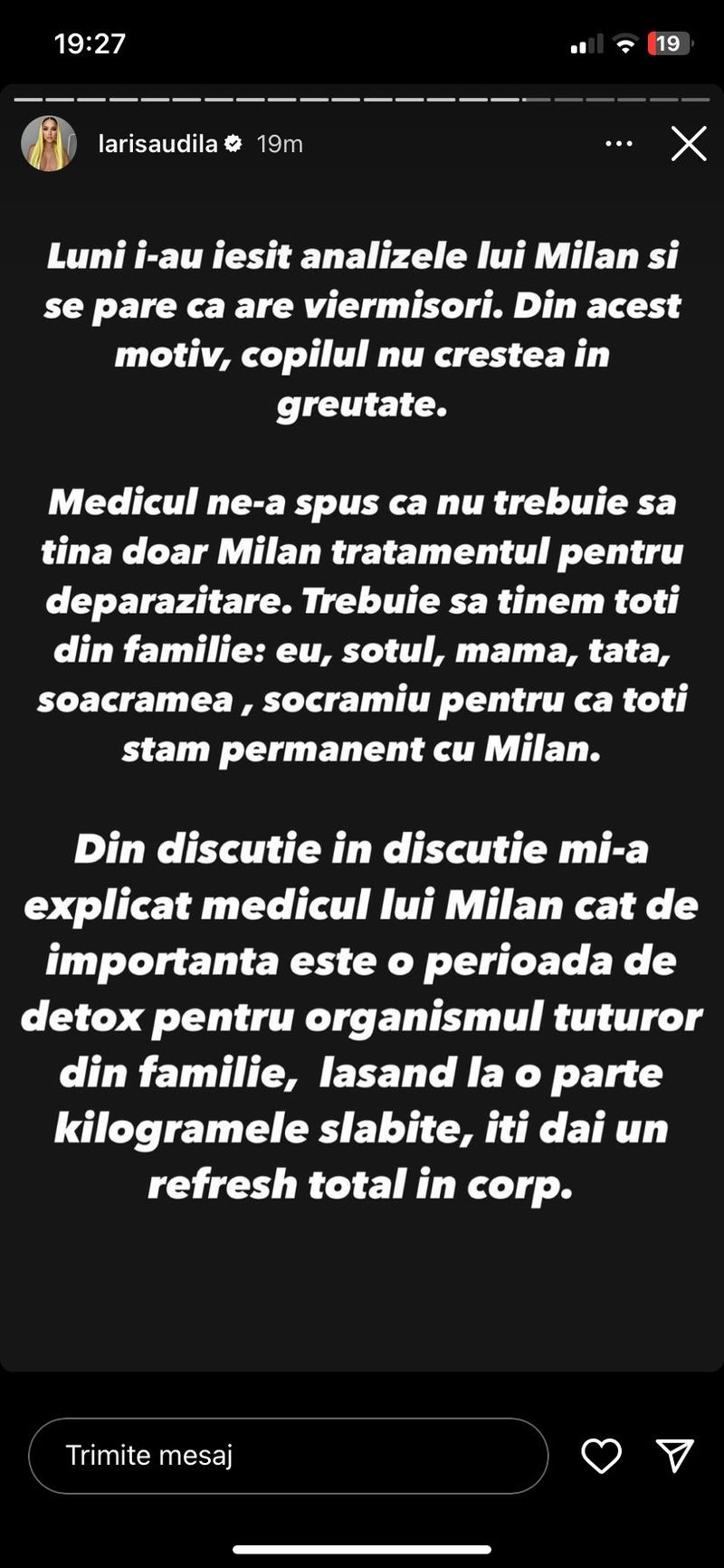 larisa udila, fiu, probleme de sanatate