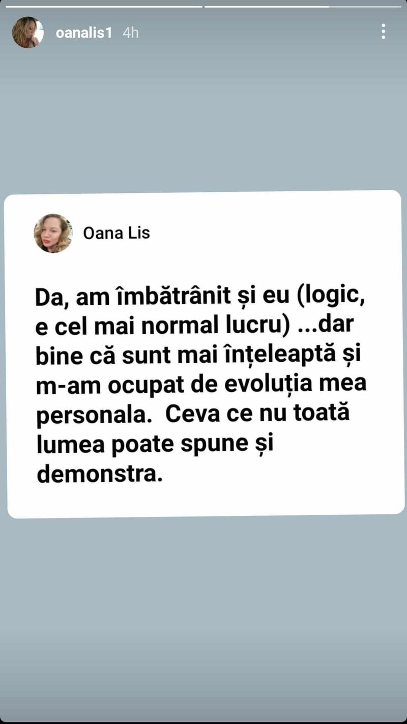  Oana Lis, reacție tranșantă în mediul online