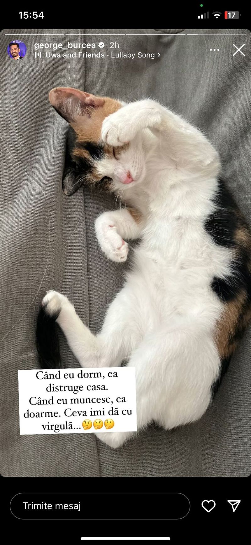 geroge burcea, anunt, instagram, mesaj