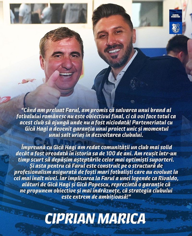 Ciprian Marica, investitor la Farul Constanța