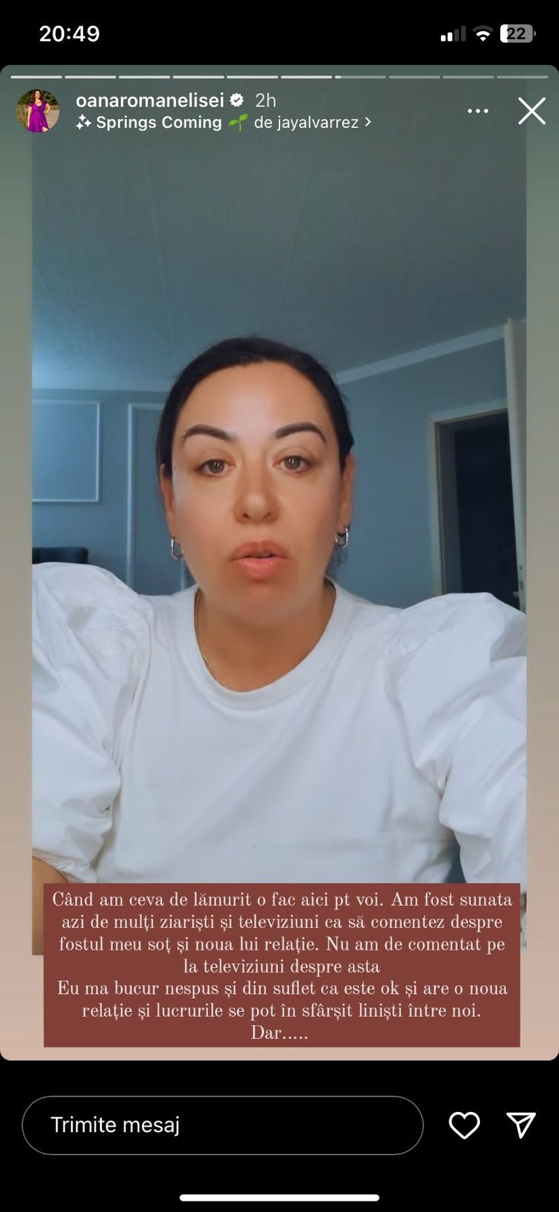 oana roman, marius elisei, relatie, despartire, reactie