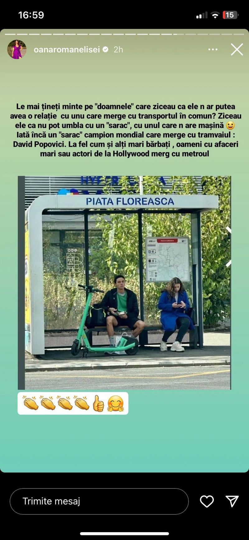 oana roman, mesaj, instagram, david popovici, gest impresionant