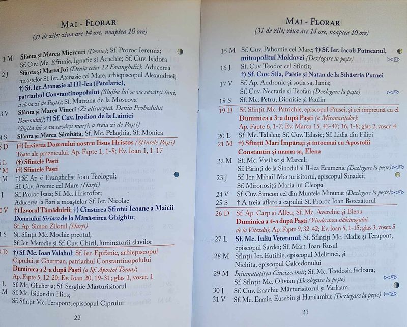 Calendar Creștin Ortodox Mai 2024