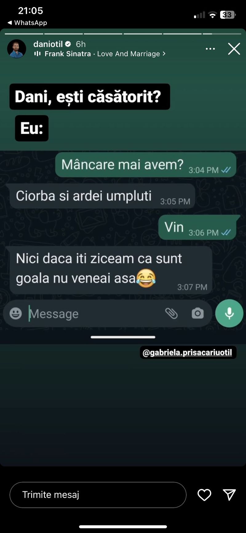 Gabriela Prisăcariu, dani otil, conversatie, instagram, glume, dezvaluiri