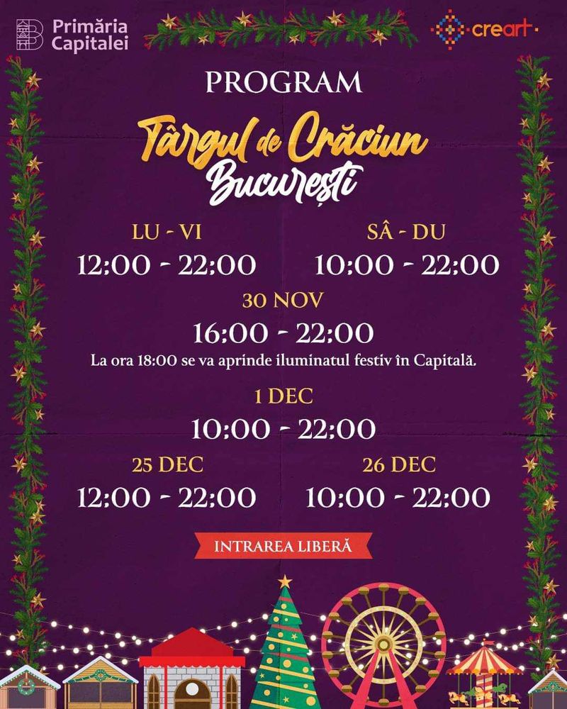 Programul Târgului de Crăciun din București în 2023 Programul Târgului de Crăciun din București în 2023