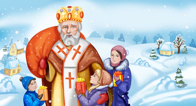 Moș Nicolae și copii