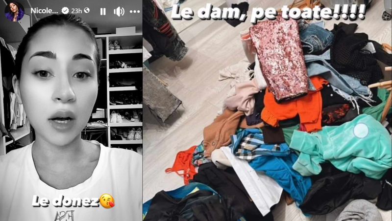 Colaj foto cu Nicole Cherry și hainele pe care le donează  Nicole Cherry