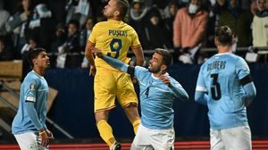 George Pușcaș evoluând pentru România în al doilea meci contra Israelului din campania de calificare pentru EURO 2024  George Pușcaș, atacantul de la Genoa și al naționalei României