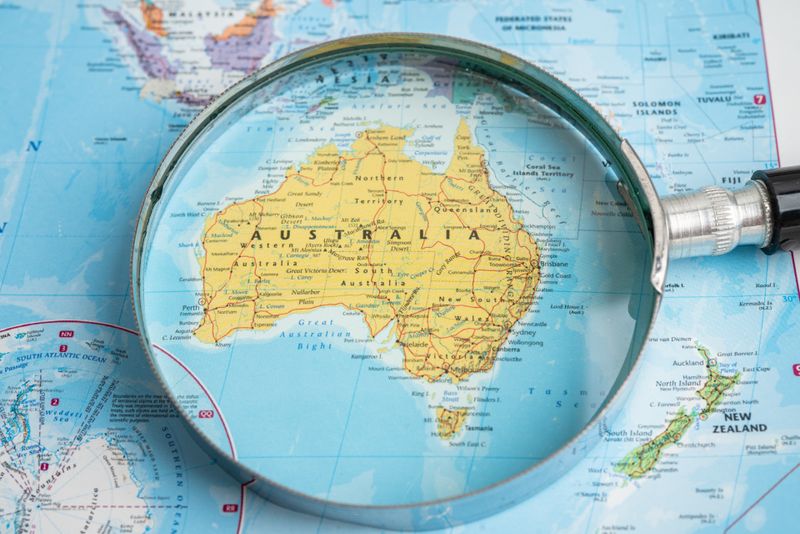 Lupă, hartă Australia