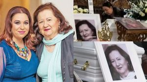 Oana Roman, la căpătâiul mamei sale  Oana Roman, Mioara Roman priveghi