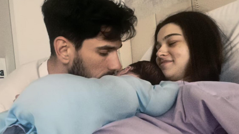 Theo Rose alături de Anghel Damian și fiul lor, Sasha Theo Rose și Anghel Damian băiețel Sasha