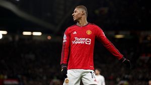 Marcus Rashford evoluând pentru cei de la Manchester United  Marcus Rashford, fotbalist legitimat la Manchester United