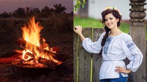 Foc, tânără în haine tradiționale