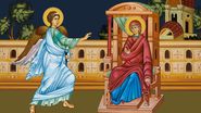 buna vestire ilustratie, buna vestire 25 martie, buna vestire sarbatoare cu cruce roșie 