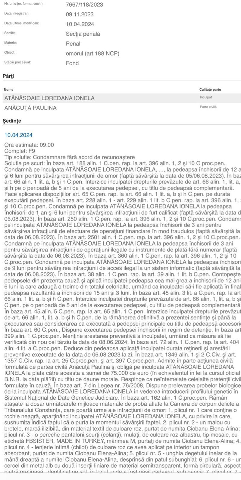 pedeapsa criminala mangalia