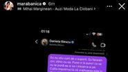 Conversația cu iubita lui Culiță Sterp făcută publică de Mara Bănică pe Instagram 