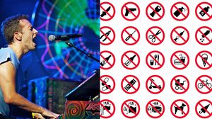 colaj, obiecte interzise la concert, chris martin pe scena
