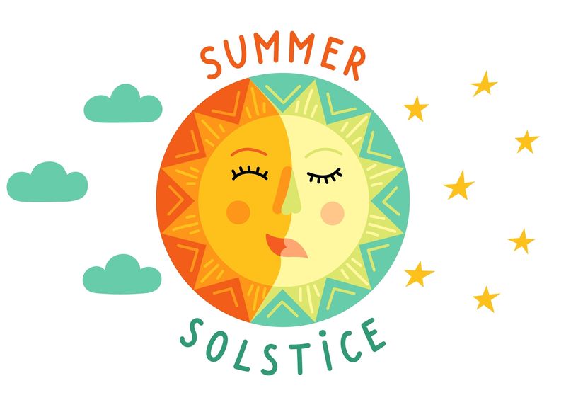 summer solstice, vector, soare, luna, solstitiul de vara