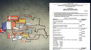 Colaj subiecte Evaluarea Națională și harta lumii  subiecte evaluarea nationala, steaguri, harta