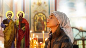 sfintii petru si pavel, femeie credincioasa, biserica, rugaciune