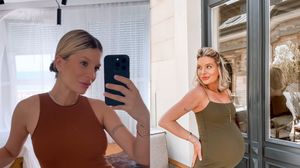 Stânga: Ana Baniciu la o lună după ce a născut / Dreapta: Ana Baniciu cu câteva zile înainte să nască  ana baniciu