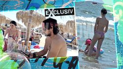 Denis Ștefan, la plajă ca un baștan! Actorul din “Inimă de țigan” se ascunde sub umbrelă, în timp ce fetele lui se bălăcesc în mare! | VIDEO EXCLUSIV