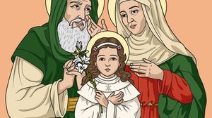 Fecioara Maria alături de părinții săi, Ioachim și Ana