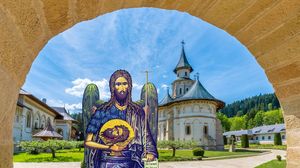 Sfântul Ioan Botezătorul, colaj, manastire, exterior, vara