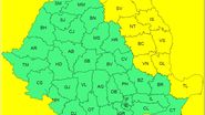 Harta județelor în care este valabil codul galben de ploi torențiale