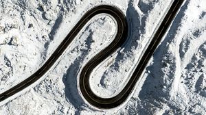transalpina, vedere de sus, iarna, zapada, serpentina