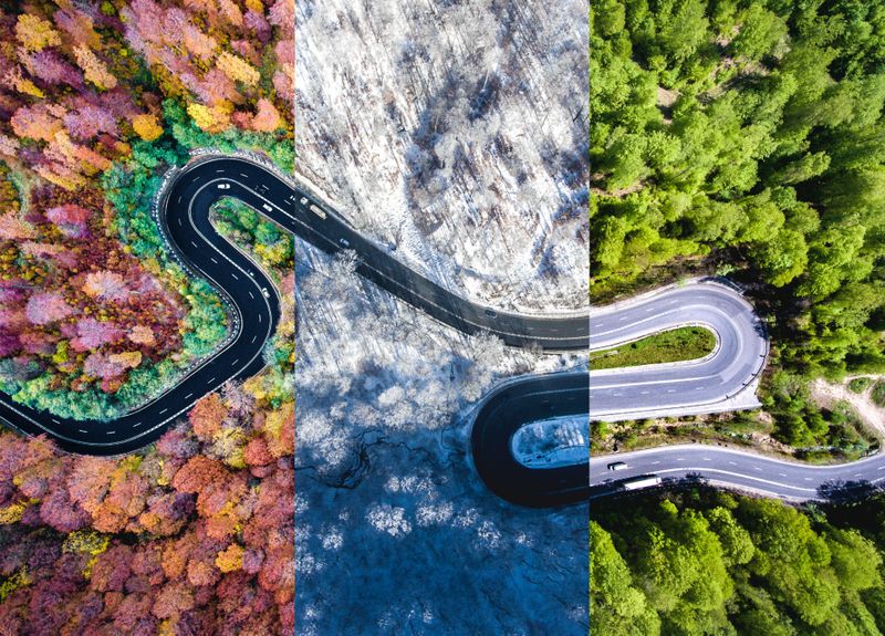 transfagarasan, vedere de sus, serpentine, vara, toamna, iarna