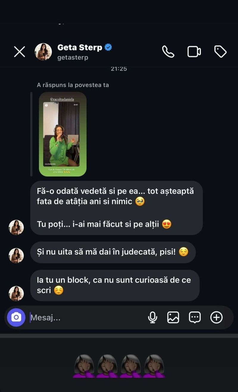 Mesajele primite de Carmen de la Sălciua de la Geta Sterp 