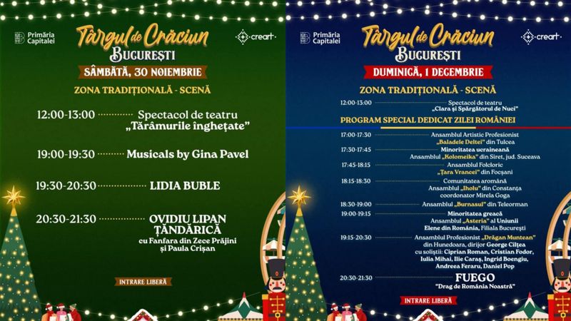 Programul Târgului de Crăciun din București în 2024