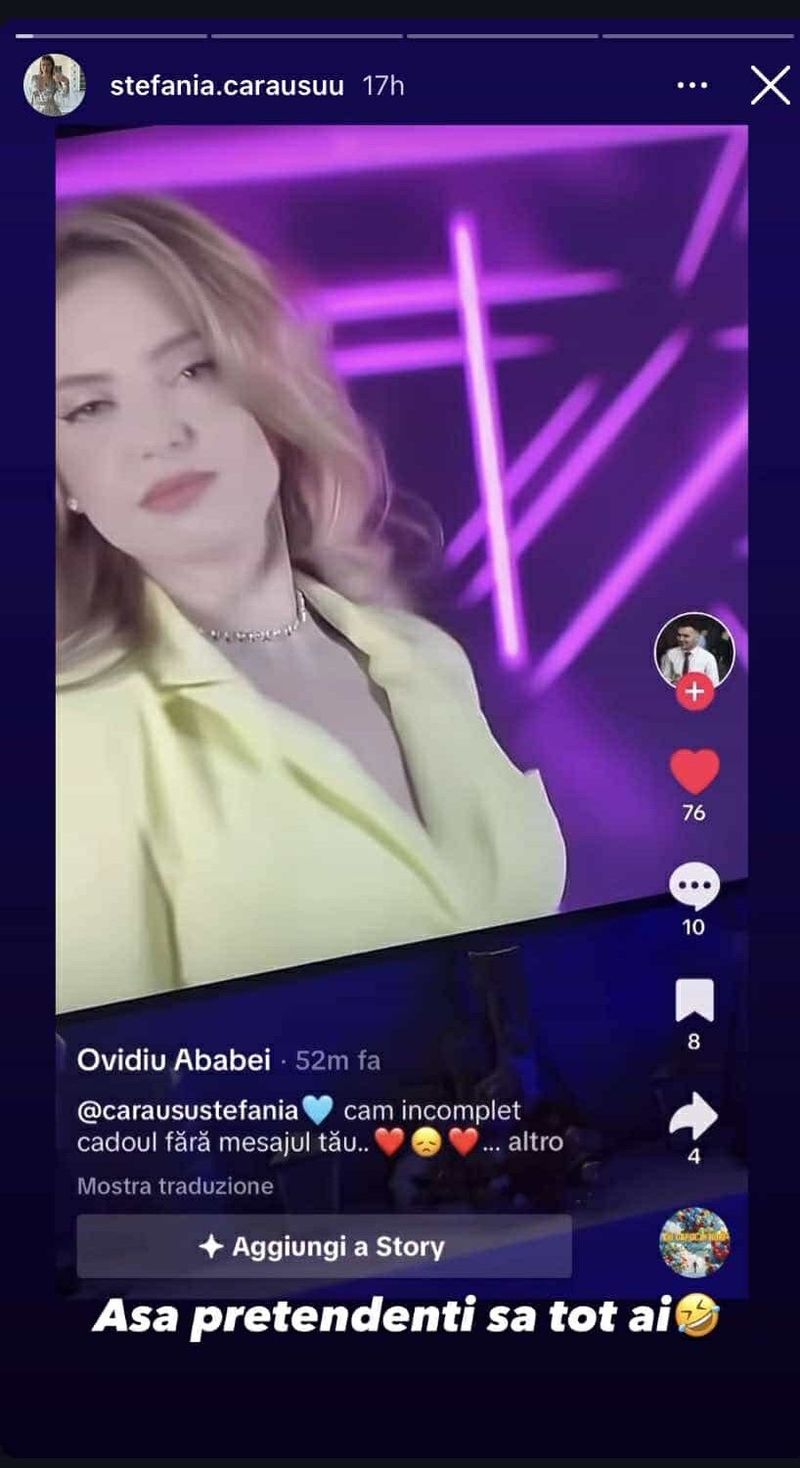 Postarea Ștefaniei de pe Instagram Ștefania postare