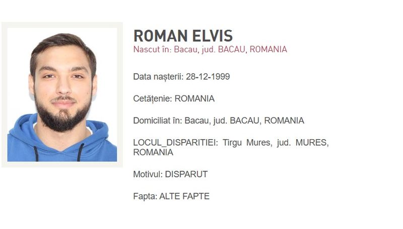 tânăr dispărut Târgu Mureș