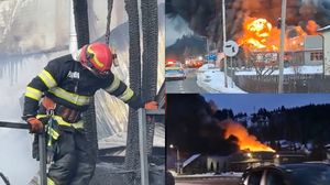 Incendiu de proporții la un depozit de cauciucuri de lângă Vatra Dornei! Fumul s-a văzut chiar și de la 10 kilometri distanță