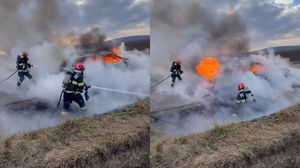 Mașină cuprinsă de flăcări în Botoșani