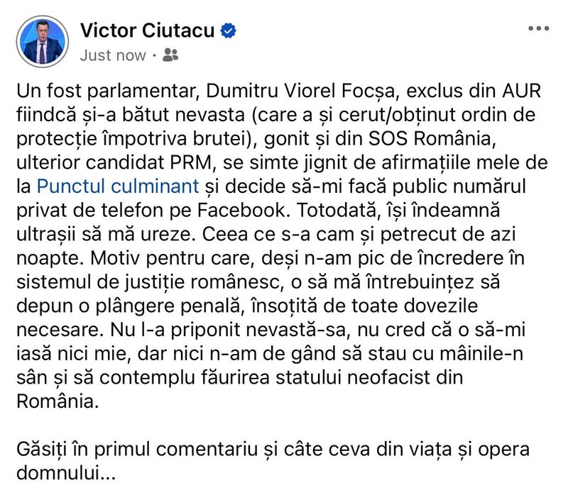 victor ciutacu postarea