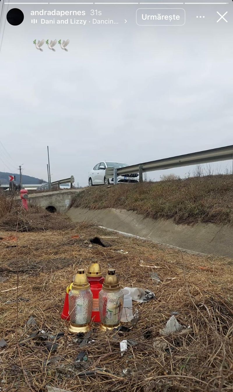 Imaginea publicată de sora lui Perneș, de la locul accidentului Perneș loc accident