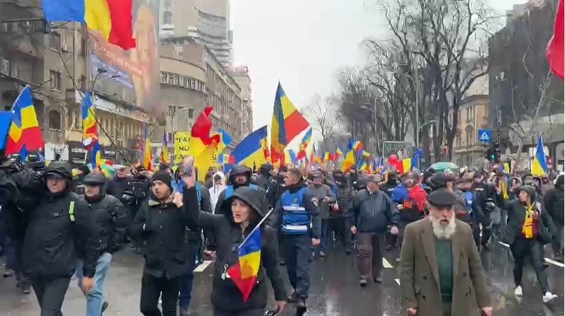 Imagine de la protestul din București