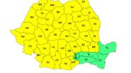 Harta județelor aflate sub cod galben de vreme rea
