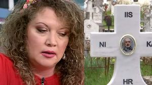 Oana Lis și mormântul luui Viorel Lis