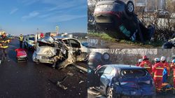 Trei mașini au fost implicate într-un teribil accident rutier pe A1! În urma impactului, trei persoane au avut nevoie de îngrijiri medicale. A fost solicitat și un elicopter SMURD