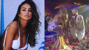 Mădălina Ghenea și Robbie Williams, filmați în ipostaze incendiare în toiul unei petreceri! Celebrul cântăreț s-a așezat în genunchi în fața româncei. Imaginile care au lăsat pe toată lumea cu gura căscată