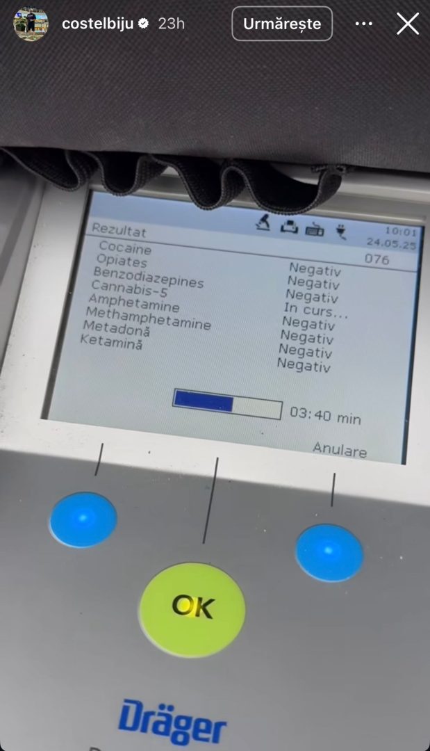 Rezultatele testului antidrog la care a fost supus Costel Biju test antidrog