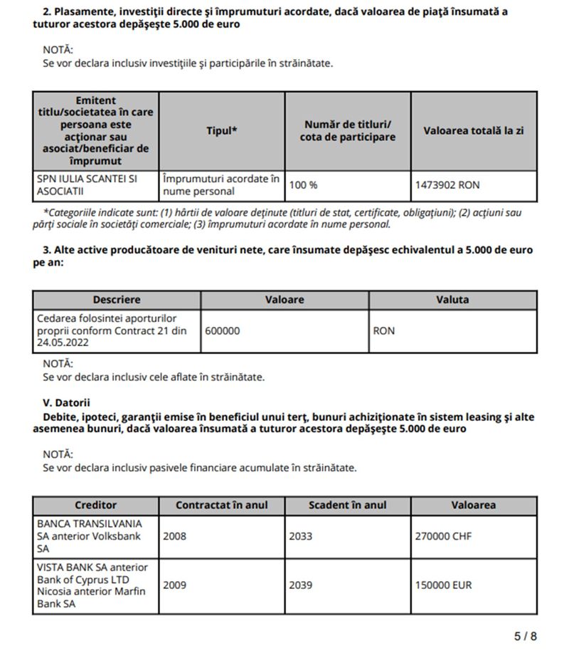 Declarație de avere Iuliana Scântei