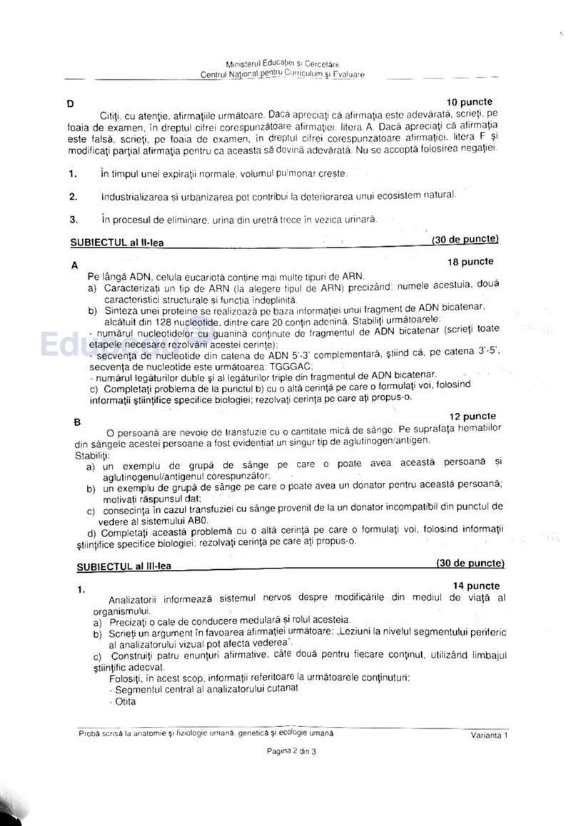 Subiecte Anatomie BAC 2025