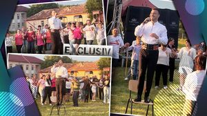 Valentin Sanfira cântă pe scaun